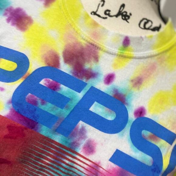PEPSI TIE DYE CROPPED T-SHIRT LONG SLEEVE SZ MEDIUM 100% COTTON RETRO AESTHETIC - Picture 13 of 16